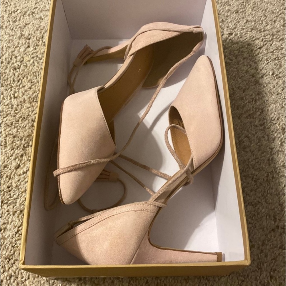 Suede lace up heels